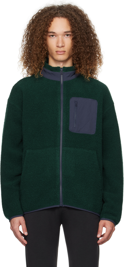 Shop Outdoor Voices Green Megafleece Jacket In Conifer/navy