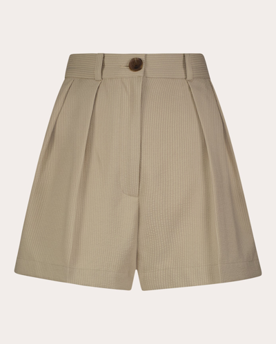 Shop Matthew Bruch Women's Seersucker Pleated Shorts In Neutrals