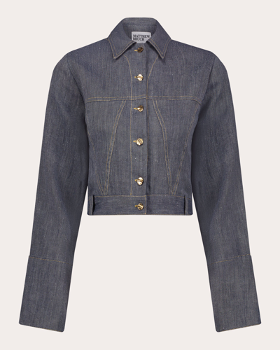 Shop Matthew Bruch Women's Seamed Denim Jacket Cotton/denim/linen In Blue