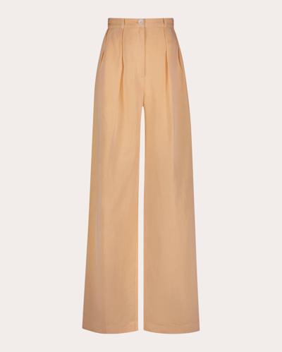 Shop Matthew Bruch Women's Button Pleated Trousers In Orange