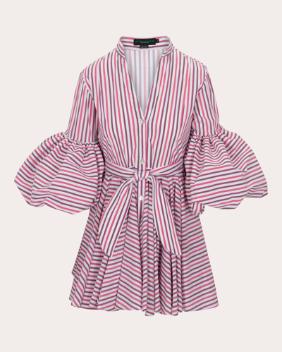Shop No Pise La Grama Women's Carta Y Letra Dress In Maroon/magenta Stripes