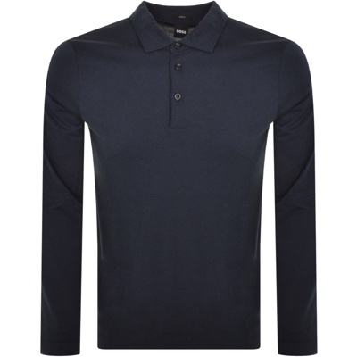 Shop Boss Business Boss Pleins 24 Long Sleeve Polo T Shirt Navy