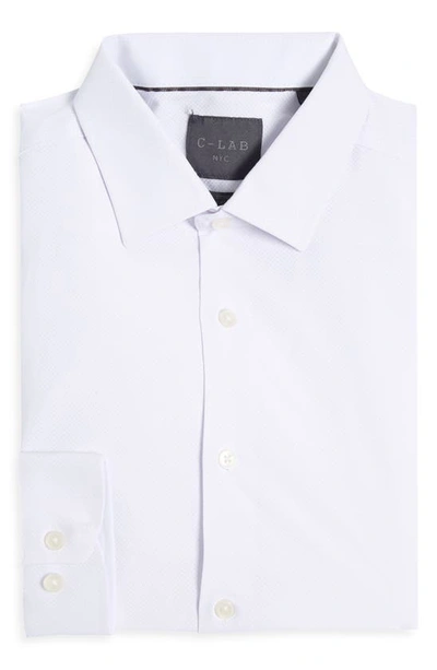 Shop C-lab Nyc 4-way Stretch Tonal Motif Woven Dress Shirt In White