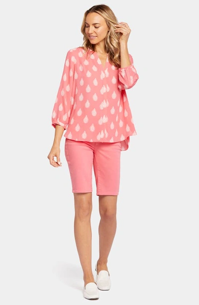 Shop Nydj High-low Crepe Blouse In Pinkland