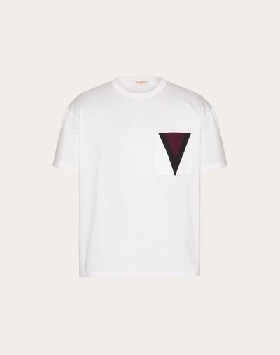 Shop Valentino Cotton T-shirt With Inlaid V Detail In White
