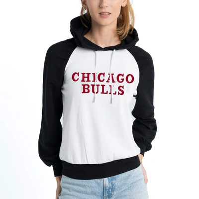 Shop Lusso White Chicago Bulls Marlowe Tri-blend Raglan Pullover Hoodie