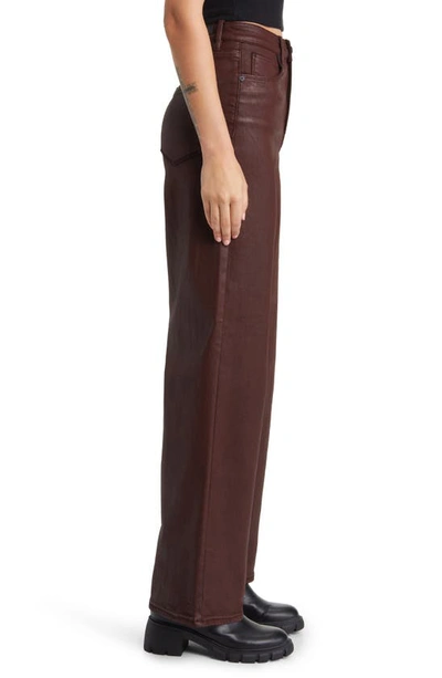 Shop Blanknyc The Franklin Rib Cage Coated Denim Flare Pants In Coffee Talk