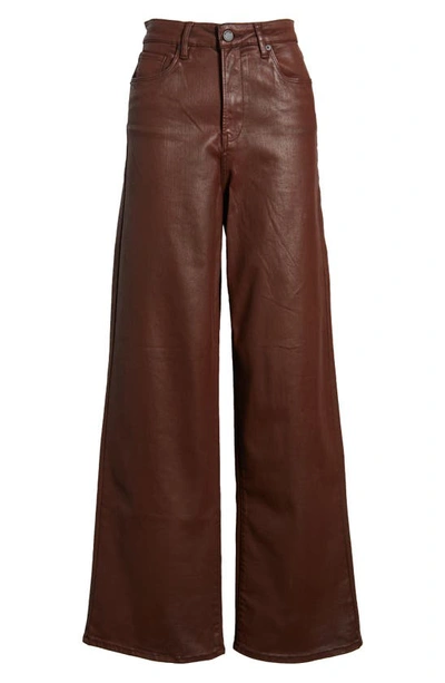 Shop Blanknyc The Franklin Rib Cage Coated Denim Flare Pants In Coffee Talk