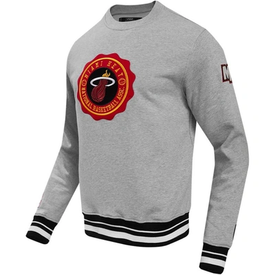 Shop Pro Standard Heather Gray Miami Heat Crest Emblem Pullover Sweatshirt