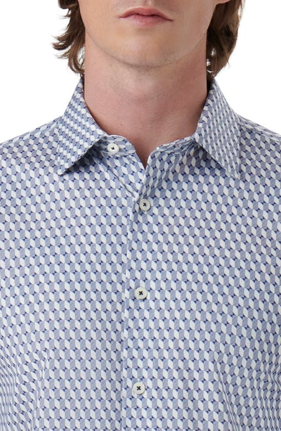 Shop Bugatchi James Ooohcotton® Geometric Print Button-up Shirt In Navy