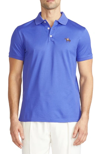 Shop Ralph Lauren Purple Label Embroidered Standing Horse Cotton Piqué Polo In Classic Copen Blue