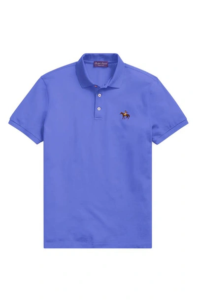 Shop Ralph Lauren Purple Label Embroidered Standing Horse Cotton Piqué Polo In Classic Copen Blue