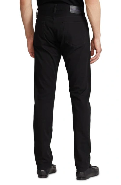 Shop Ralph Lauren Purple Label Slim Straight Leg Jeans In Black Stretch