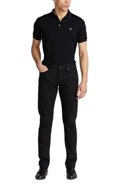 Shop Ralph Lauren Purple Label Slim Straight Leg Jeans In Black Stretch