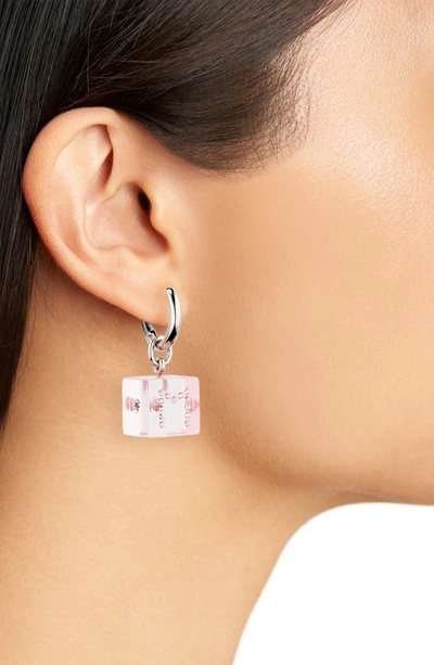Shop Marni Crystal Embellished Dice Earrings In Pink Gummy