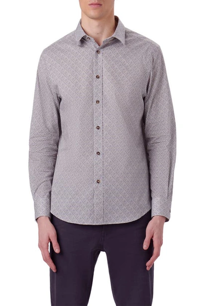 Shop Bugatchi Julian Shaped Fit Mosaic Print Stretch Cotton Button-up Shirt In Willow
