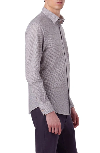 Shop Bugatchi Julian Shaped Fit Mosaic Print Stretch Cotton Button-up Shirt In Willow
