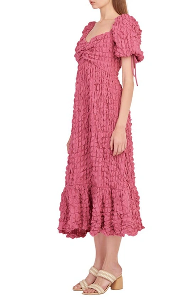 Shop Endless Rose Texture Puff Sleeve Maxi Dress In Mauve