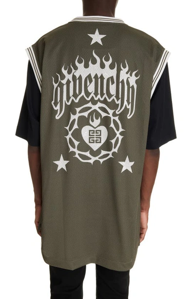 Shop Givenchy Casual Fit Double Layer T-shirt In Black/ Khaki
