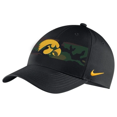 Shop Nike Black Iowa Hawkeyes Military Pack Camo Legacy91 Adjustable Hat
