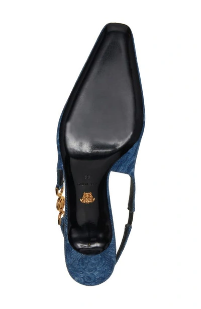 Shop Versace Barocco Medusa '95 Kitten Heel Slingback Pump In Blue