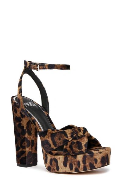 Shop Paige Carter Ankle Strap Peep Toe Platform Sandal In Beige Leopard