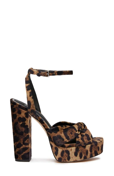 Shop Paige Carter Ankle Strap Peep Toe Platform Sandal In Beige Leopard