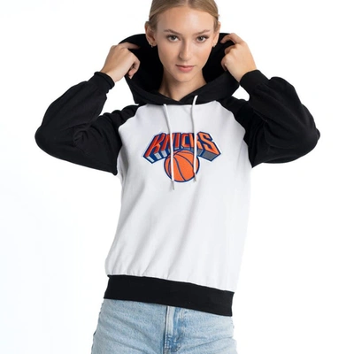 Shop Lusso White New York Knicks Marlowe Tri-blend Raglan Pullover Hoodie