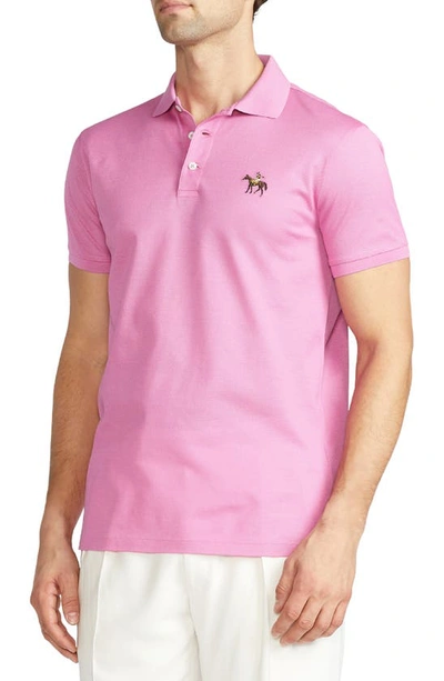 Shop Ralph Lauren Purple Label Embroidered Standing Horse Cotton Piqué Polo In Classic Pale Pink