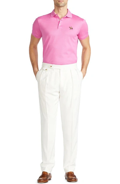 Shop Ralph Lauren Purple Label Embroidered Standing Horse Cotton Piqué Polo In Classic Pale Pink