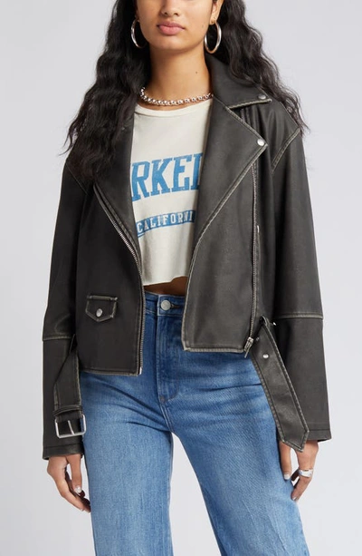 Shop Blanknyc Distressed Belted Faux Leather Moto Jacket In A-list