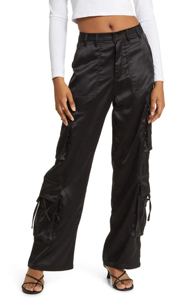 Shop Blanknyc Franklin Satin Cargo Pants In Night Is Young