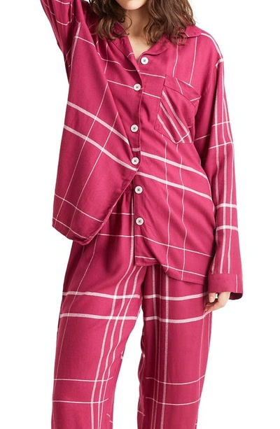 Shop Papinelle Plaid Flannel Pajamas In Dark Raspberry