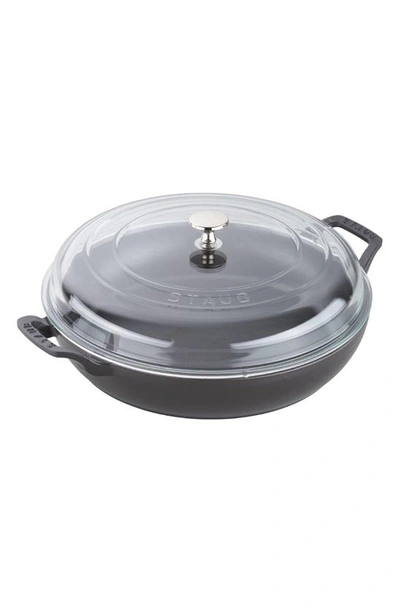 Shop Staub 3.5 Quart Enameled Cast Iron Braiser With Glass Lid In Matte Black