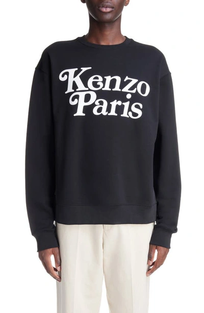 Shop Kenzo Verdy Logo Cotton Graphic Sweatshirt In Black