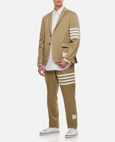 Shop Thom Browne Classic Sport Jacket W/ 4 Bar In Cotton Twill In Beige