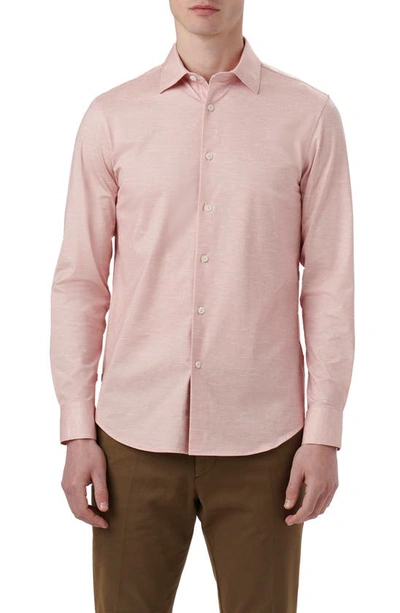 Shop Bugatchi James Ooohcotton® Mélange Print Button-up Shirt In Dusty Pink