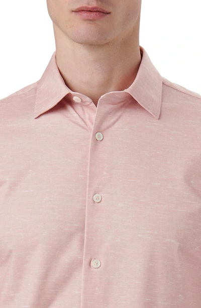 Shop Bugatchi James Ooohcotton® Mélange Print Button-up Shirt In Dusty Pink