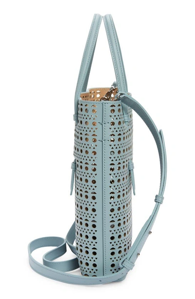 Shop Alaïa Mina Perforated Leather Tote In 284 - Acier