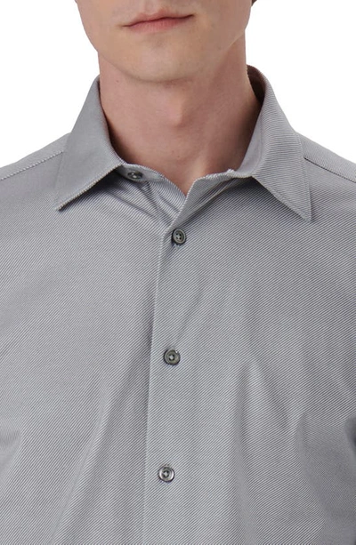 Shop Bugatchi James Ooohcotton® Trim Fit Stripe Button-up Shirt In Cement