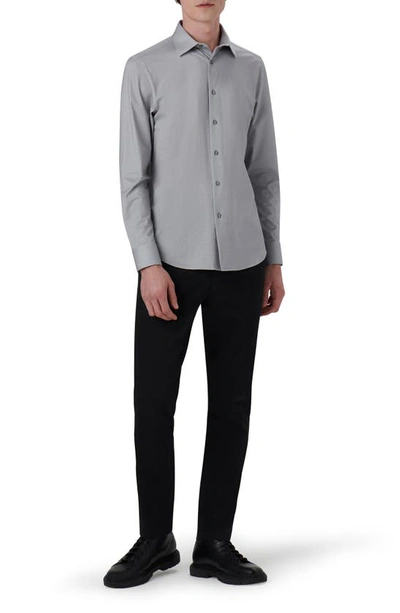 Shop Bugatchi James Ooohcotton® Trim Fit Stripe Button-up Shirt In Cement