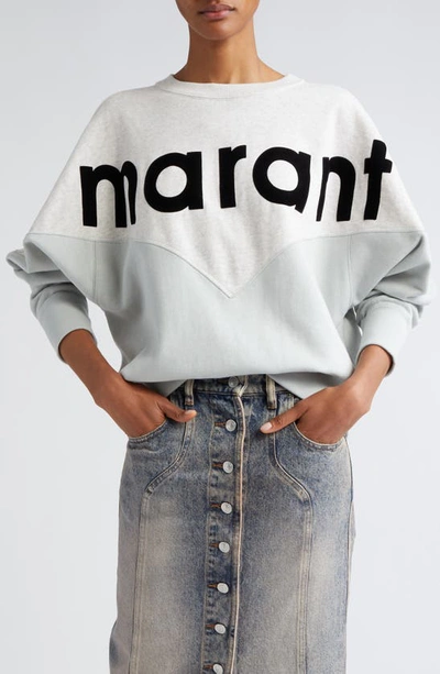 Shop Isabel Marant Étoile Houston Colorblock Cotton Graphic Sweatshirt In Light Blue