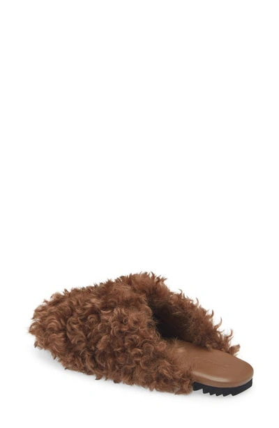 Shop Stand Studio Candace Faux Fur Mule In Brown
