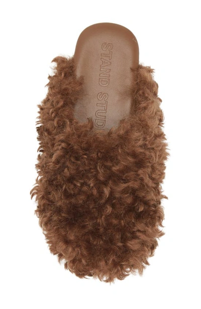 Shop Stand Studio Candace Faux Fur Mule In Brown