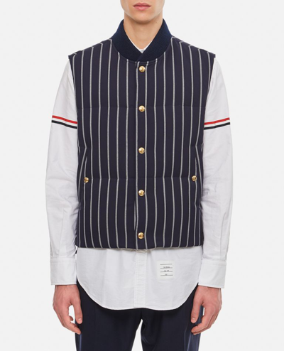 Shop Thom Browne Wool Stripe Vest In Blue