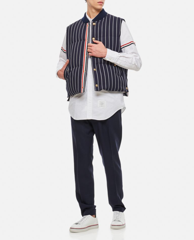 Shop Thom Browne Wool Stripe Vest In Blue
