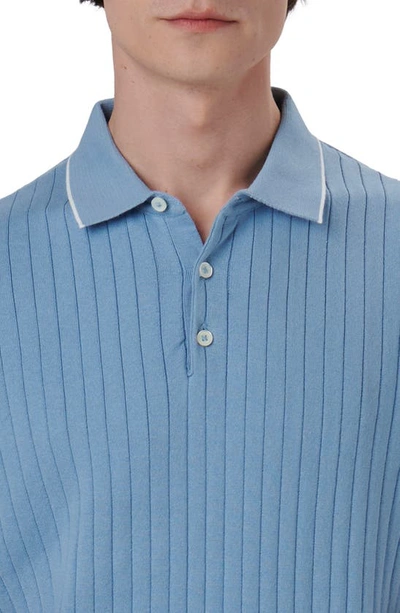Shop Bugatchi Ribbed Polo Sweater In Air Blue