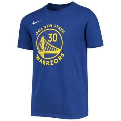 Shop Nike Youth  Stephen Curry Royal Golden State Warriors Logo Name & Number Performance T-shirt