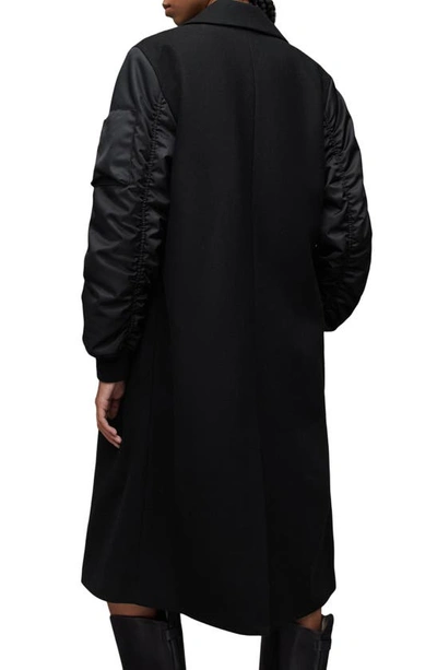 Shop Allsaints Paulah Wool Blend Longline Coat In Black