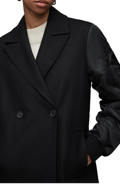 Shop Allsaints Paulah Wool Blend Longline Coat In Black